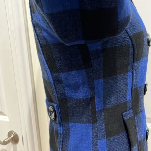 New! Rampage Blue & Black Plaid Peacoat Size Small NWT - Picture 5 of 16